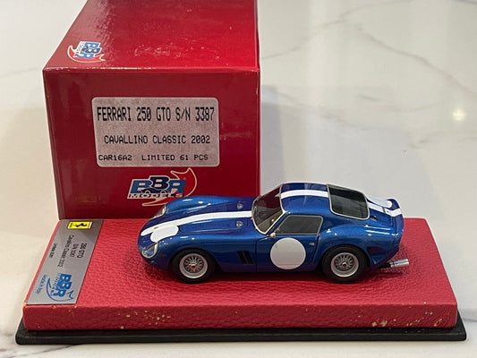 BBR 1/43 Ferrari 250 GTO 3387GT Cavallino Classic 1962 Blue/White BBRCAR16A2