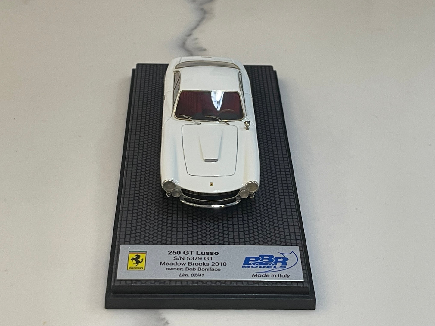 BBR 1/43 Ferrari 250 GT Lusso 5379GT Meadow Brooks 1963 White CAR41F