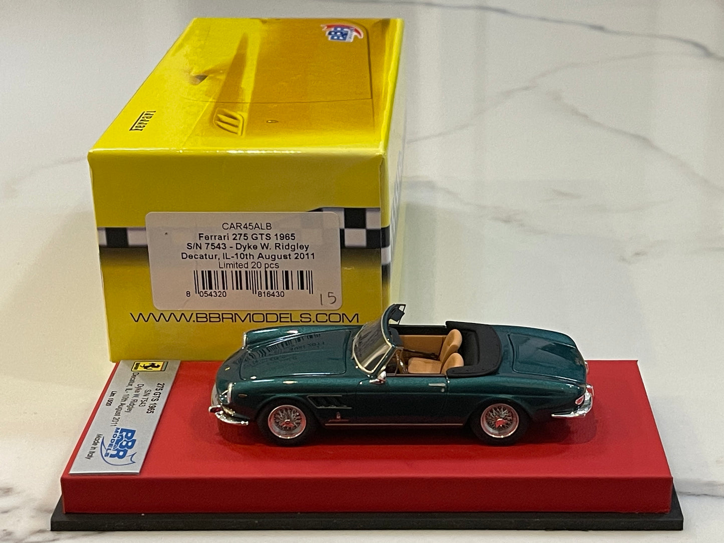 BBR 1/43 Ferrari 275 GTS 7543GT Dyke W. Ridley 1965 Met. Green CAR45ALB