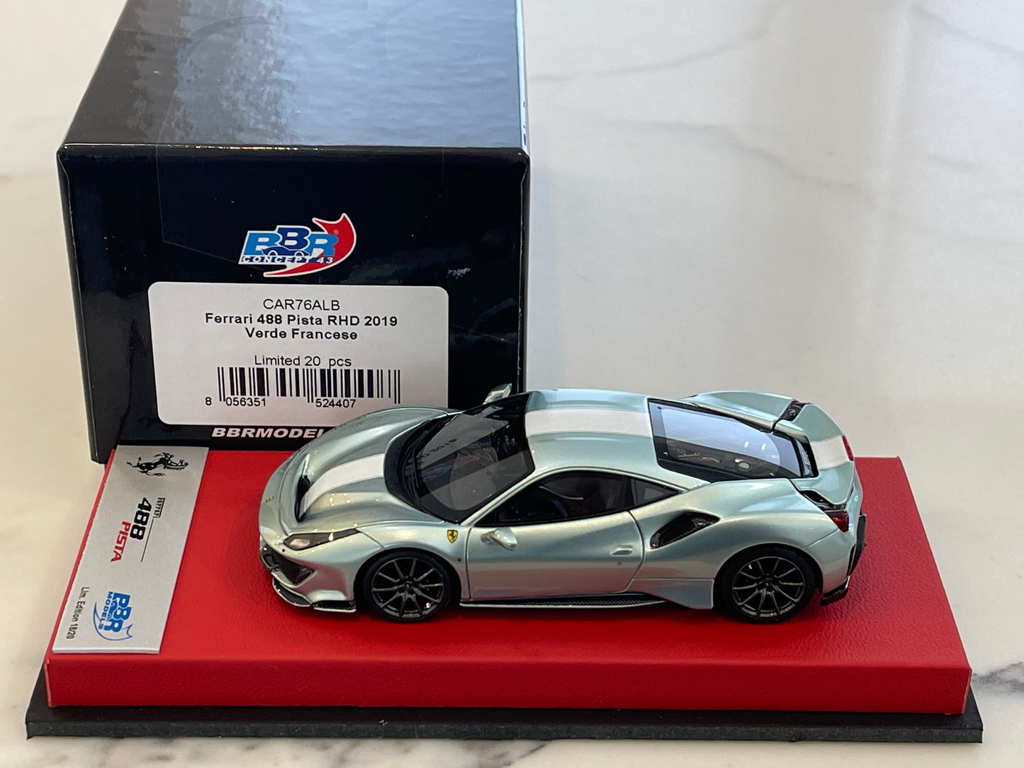 BBR 1/43 Ferrari 488 Pista RHD 2019 Verde Francese CAR76ALB