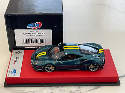 BBR 1/43 Ferrari 488 Pista RHD 2020 Verde Scuro Met. CAR76CLB