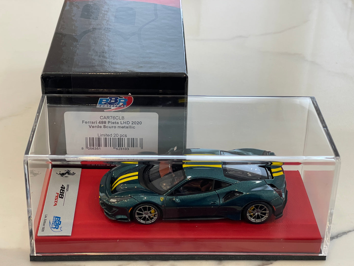 BBR 1/43 Ferrari 488 Pista RHD 2020 Verde Scuro Met. CAR76CLB