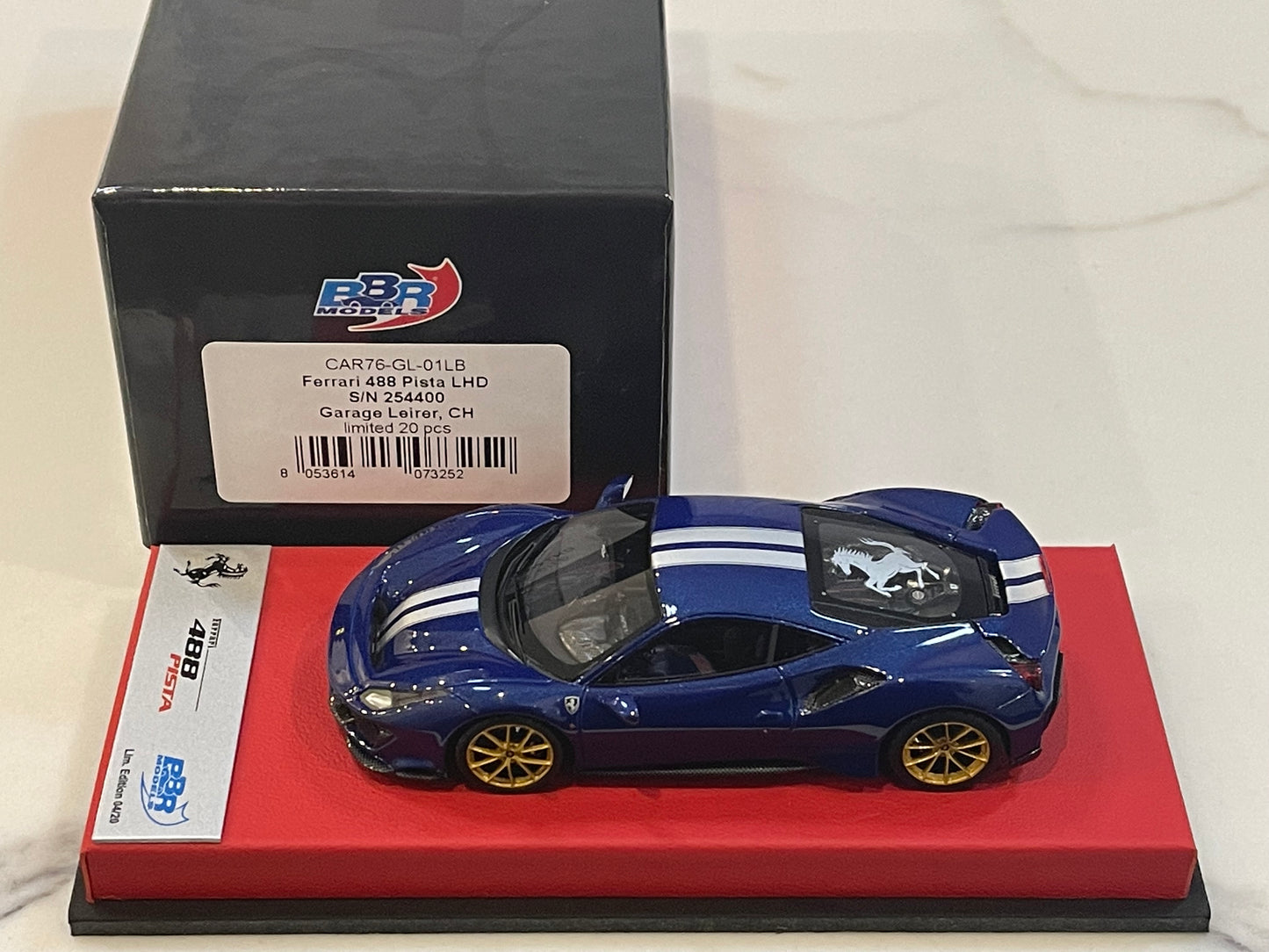 BBR 1/43 Ferrari 488 Pista LHD 2019 Blue CAR76GL-01LB