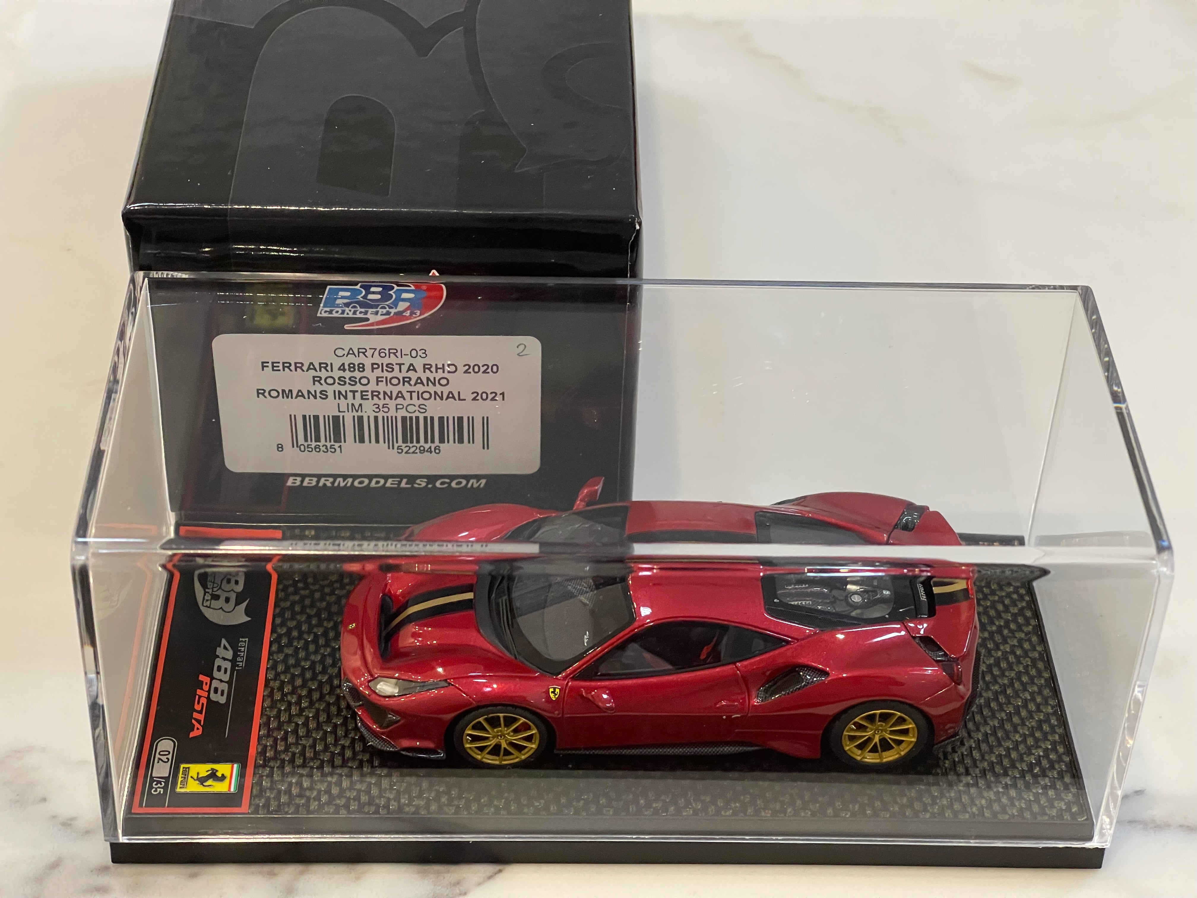 BBR 1/43 Ferrari 488 Pista RHD 2020 Rosso Fiorano CAR76RI-03