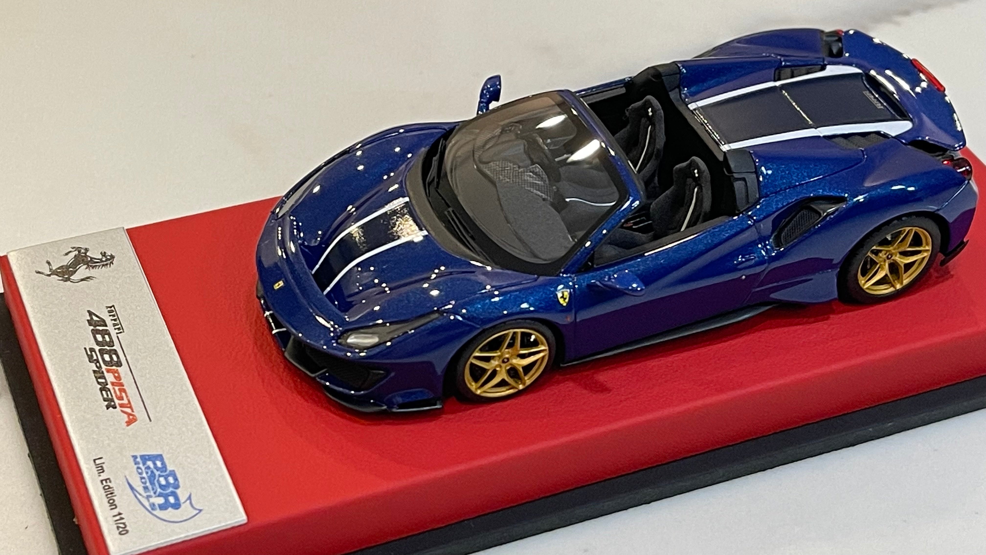 BBR 1/43 Ferrari 488 Pista Spider RHD 2019 Blue TDF CAR77ALB