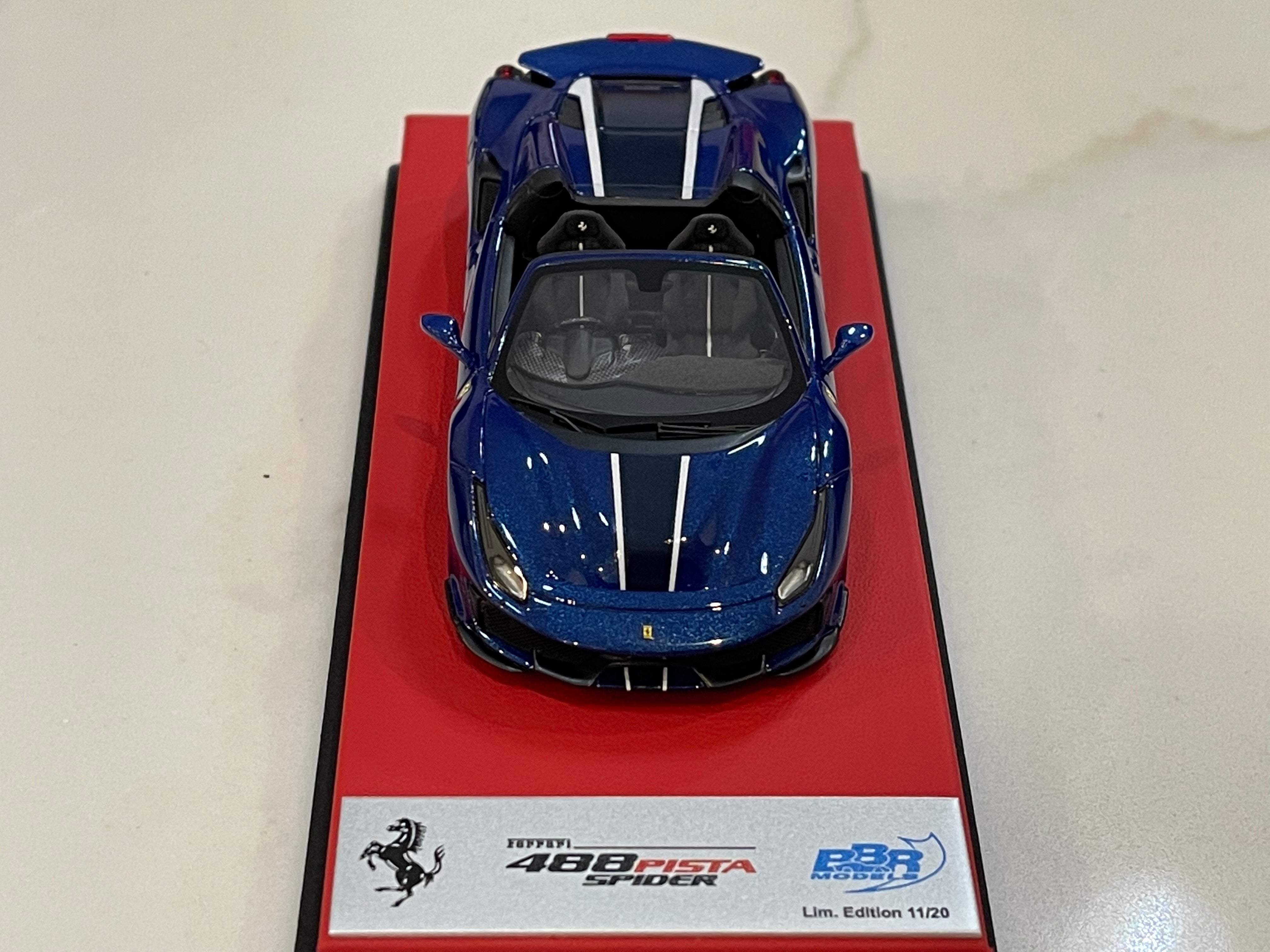 BBR 1/43 Ferrari 488 Pista Spider RHD 2019 Blue TDF CAR77ALB