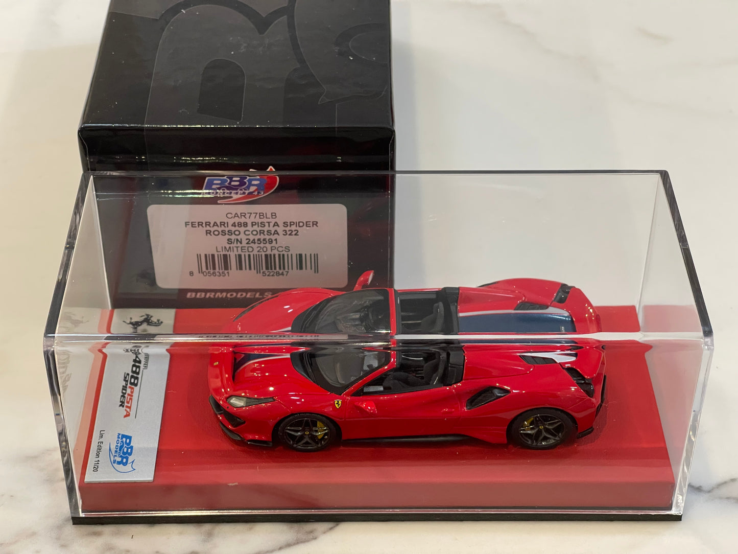 BBR 1/43 Ferrari 488 Pista Spider RHD 2019 Rosso Corsa CAR77BLB