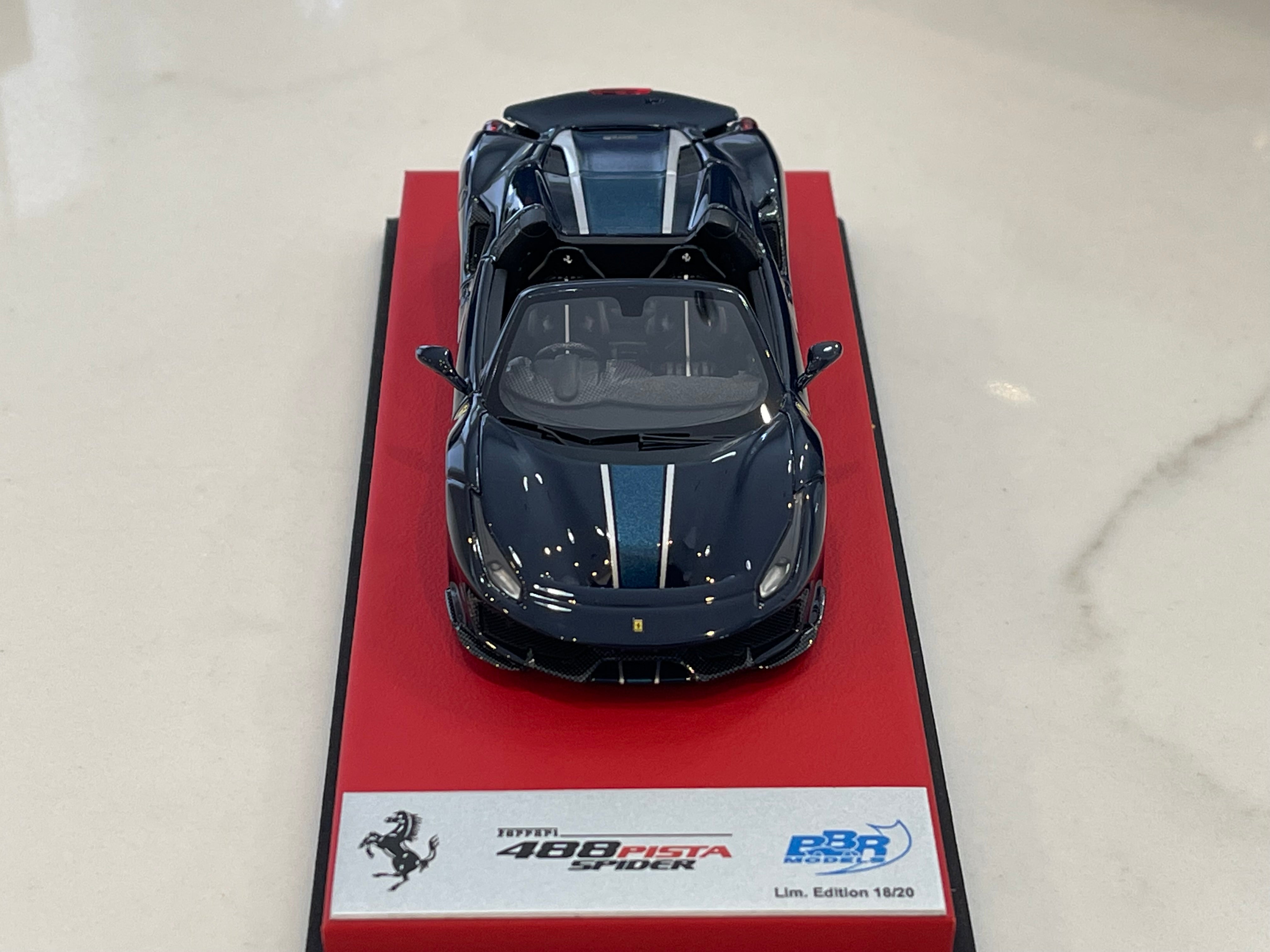 BBR 1/43 Ferrari 488 Pista Spider RHD 2020 Blu Pozzi CAR77CLB