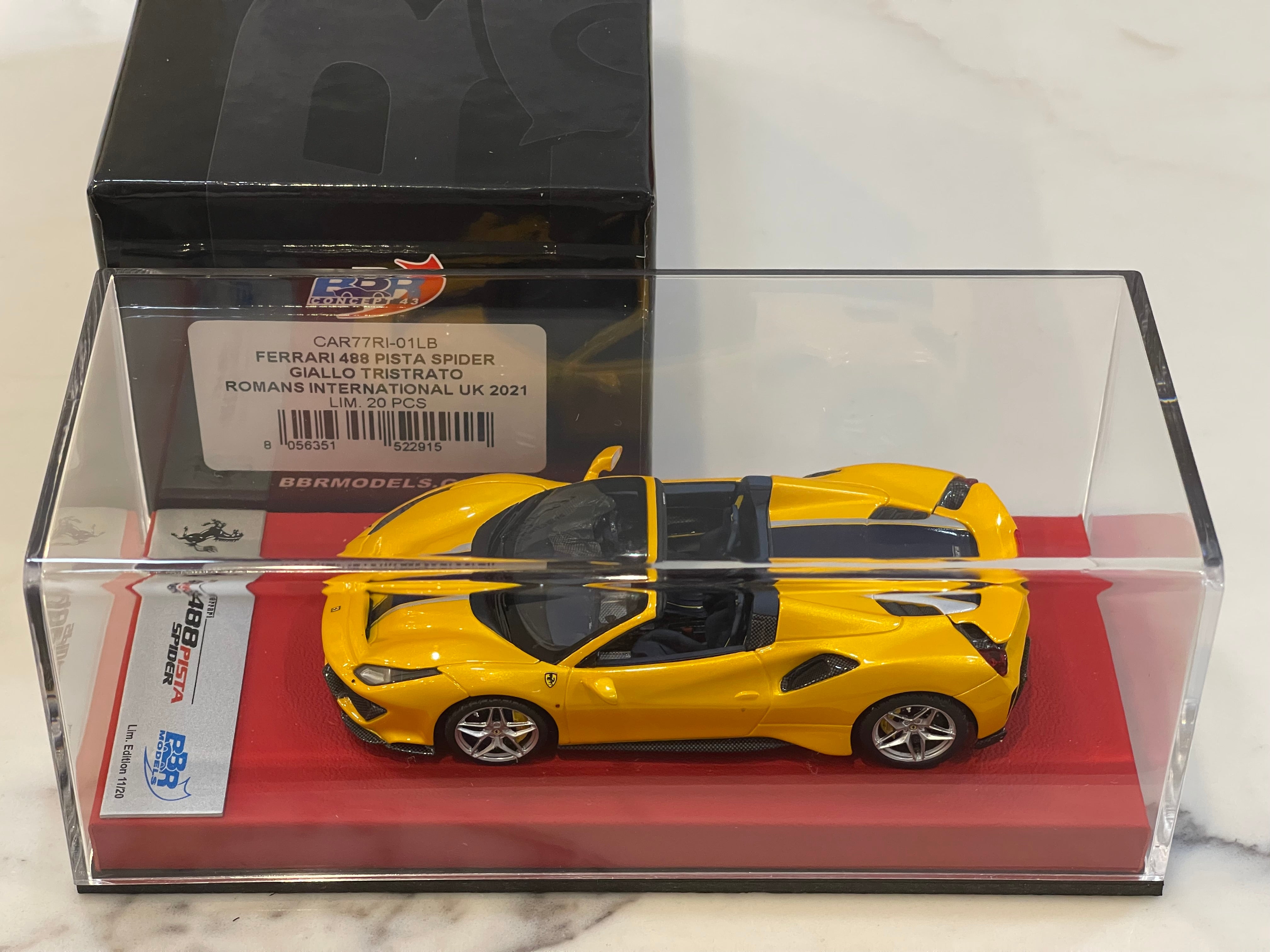 BBR 1/43 Ferrari 488 Pista Spider RHD 2019 Giallo Tristrato