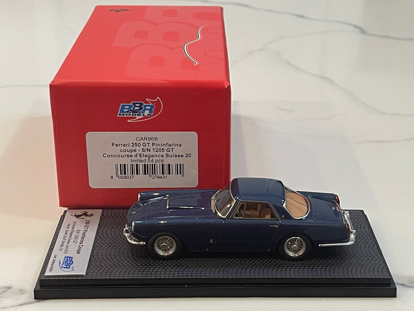 BBR 1/43 Ferrari 250 GT Pininfarina Coupe 1205GT 1959 Dark Blue CAR96B