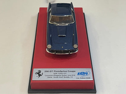 BBR 1/43 Ferrari 250 GT Pininfarina Coupe 1205GT 1959 Dark Blue CAR96BLB-V1
