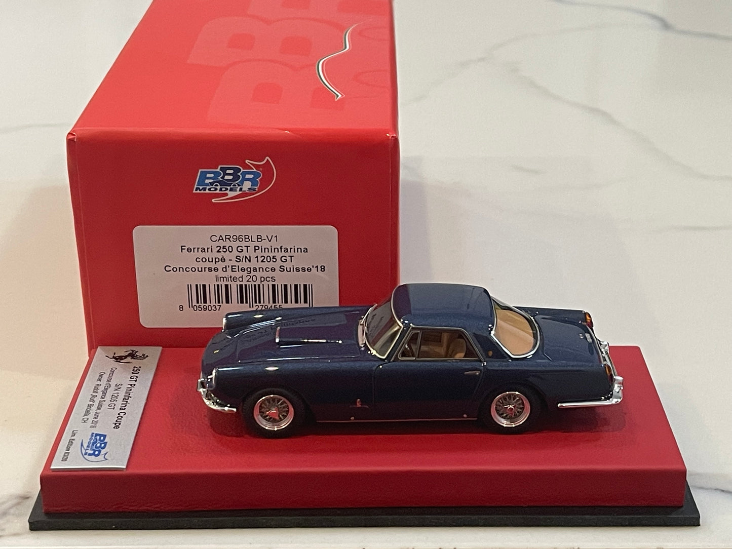 BBR 1/43 Ferrari 250 GT Pininfarina Coupe 1205GT 1959 Dark Blue CAR96BLB-V1