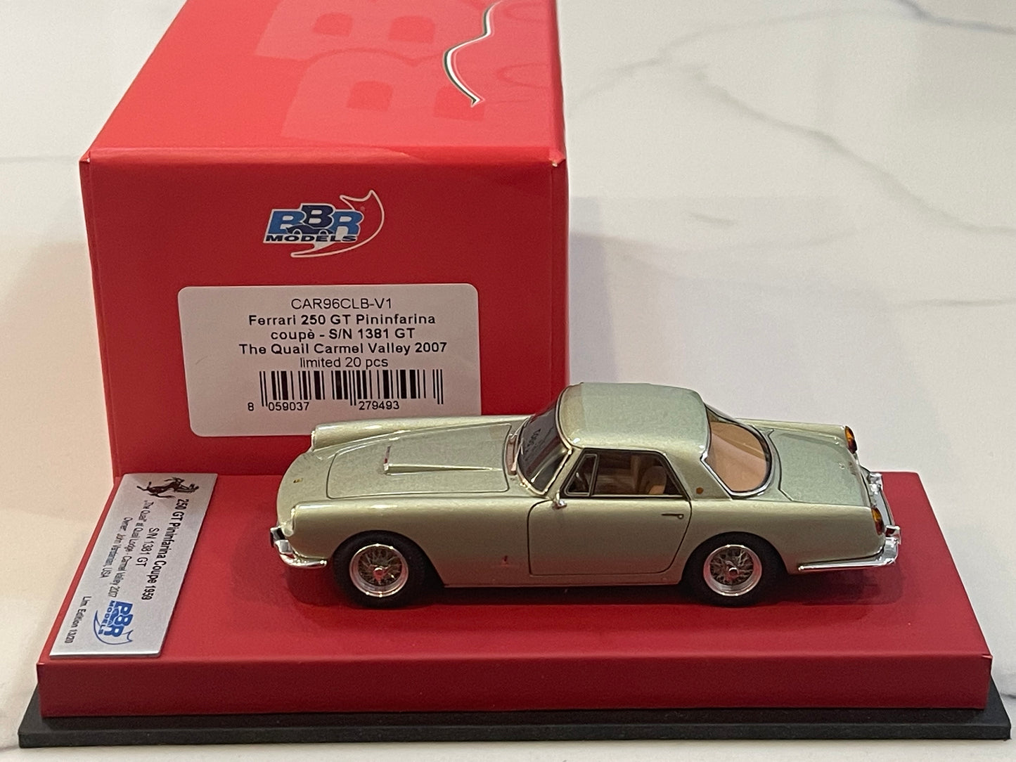 BBR 1/43 Ferrari 250 GT Pininfarina Coupe 1381GT 1960 Light Green CAR96CLB-V1