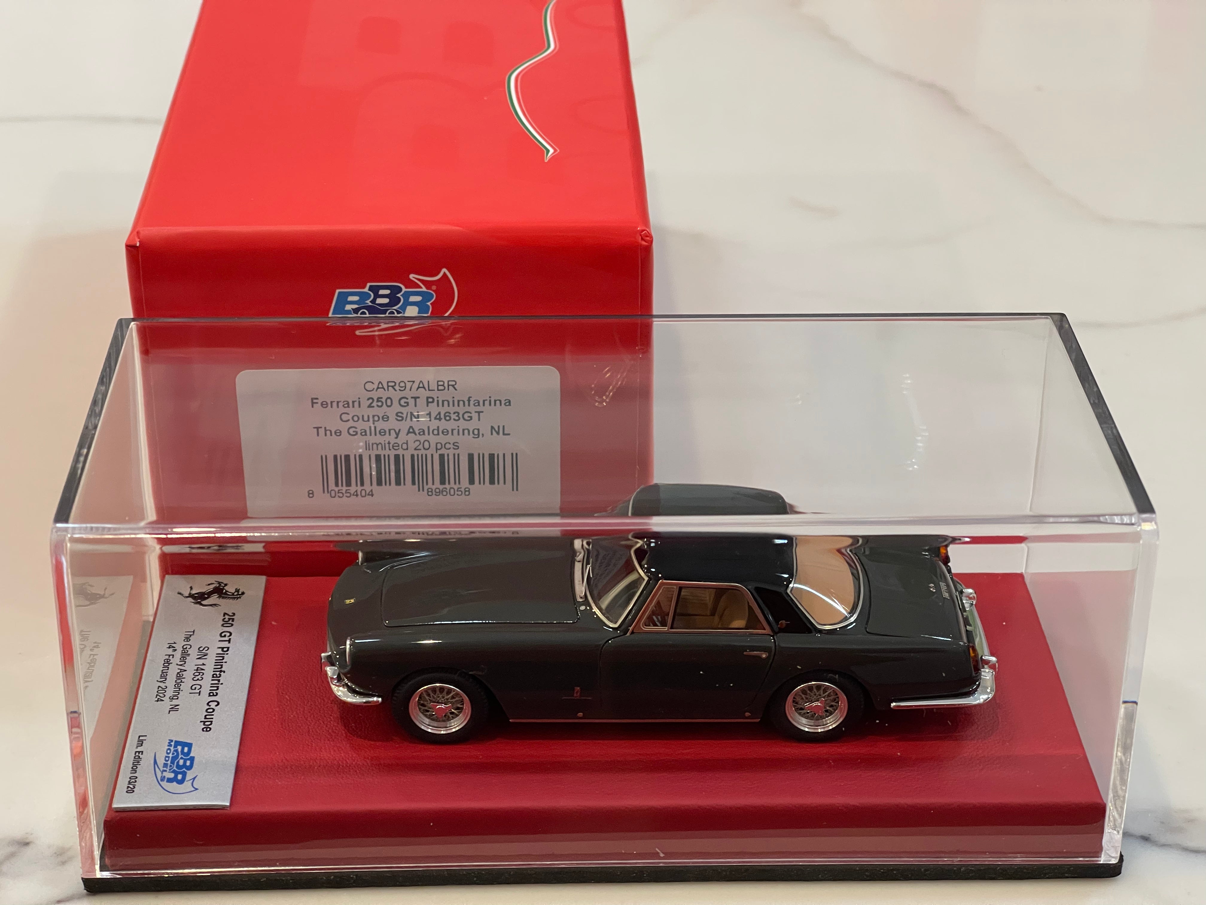 BBR 1/43 Ferrari 250 GT Pininfarina Coupe 1463GT 1960 Dark Grey/Black CAR97ALBR