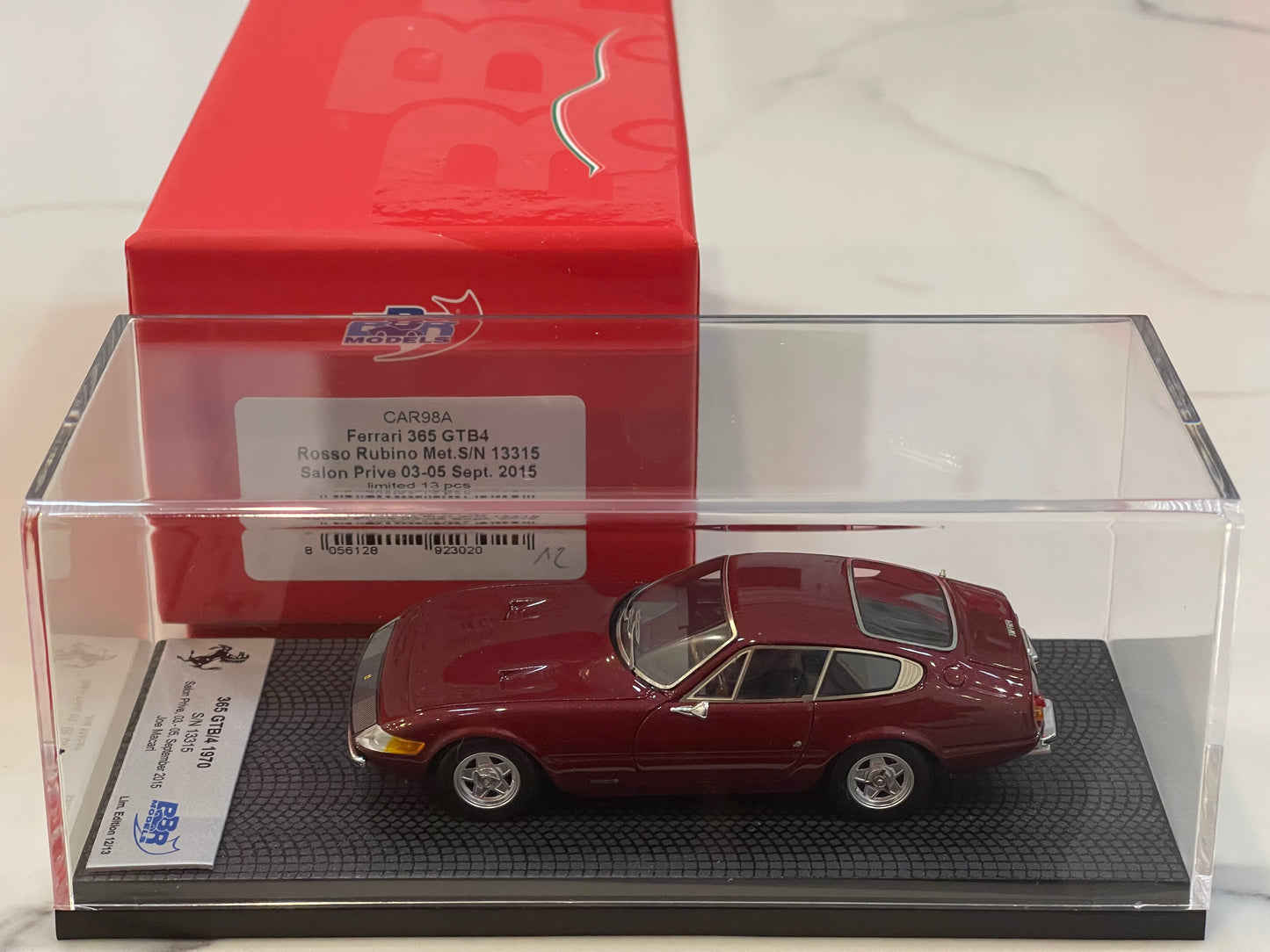 BBR 1/43 Ferrari 365 GTB4 Plexi S/N 13315 1970 Rosso Rubino BBRCAR98A