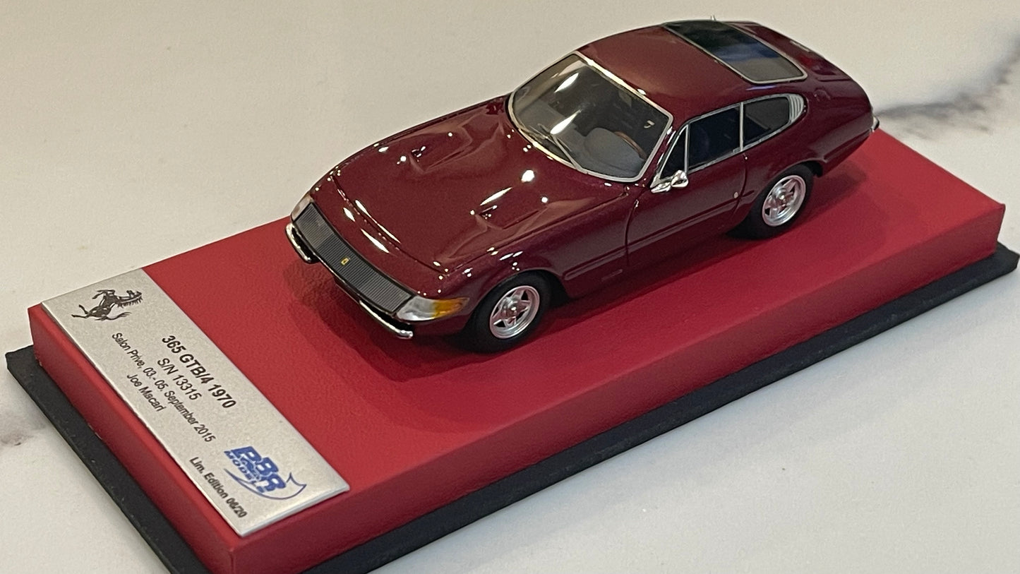 BBR 1/43 Ferrari 365 GTB4 Plexi S/N 13315 1970 Rosso Rubino BBRCAR98ALB