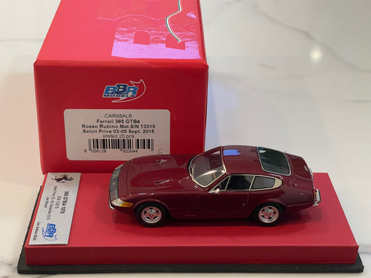 BBR 1/43 Ferrari 365 GTB4 Plexi S/N 13315 1970 Rosso Rubino BBRCAR98ALB