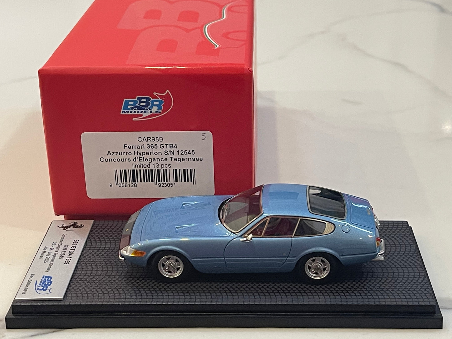BBR 1/43 Ferrari 365 GTB4 Plexi S/N 12545 1970 Azzurro Hyperion BBRCAR98B