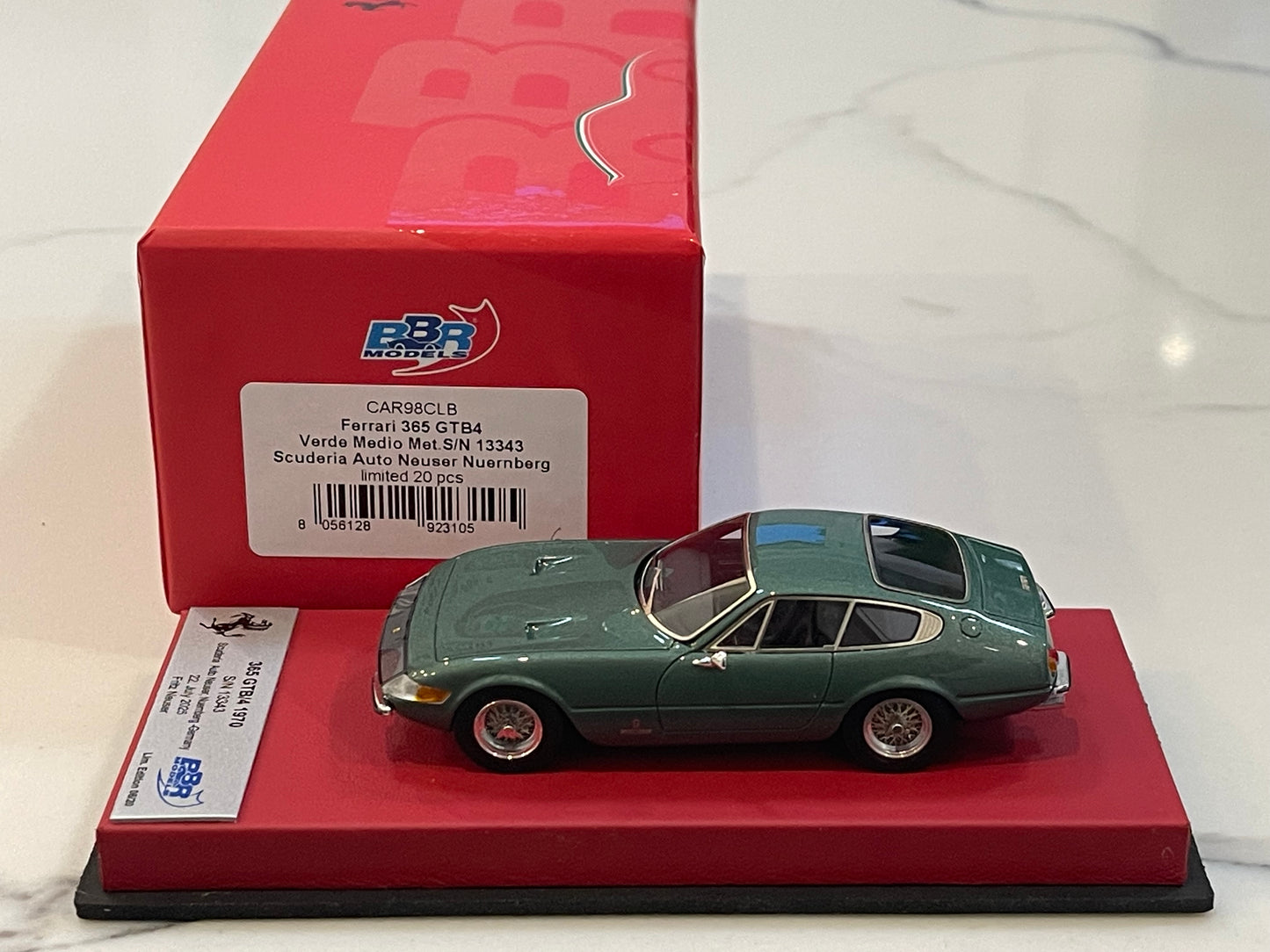 BBR 1/43 Ferrari 365 GTB4 Plexi S/N 13343 1970 Verde Medio BBRCAR98CLB