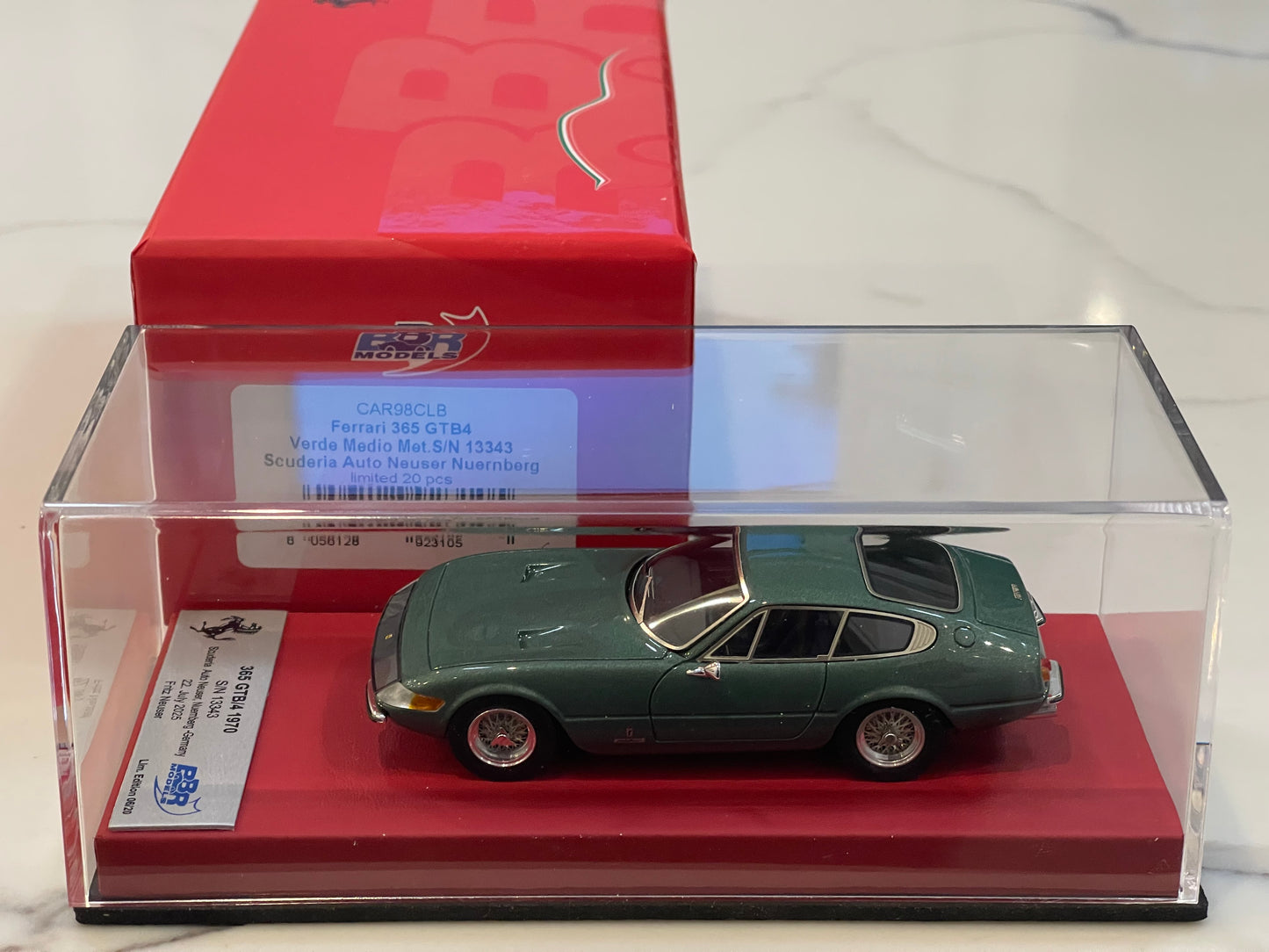 BBR 1/43 Ferrari 365 GTB4 Plexi S/N 13343 1970 Verde Medio BBRCAR98CLB