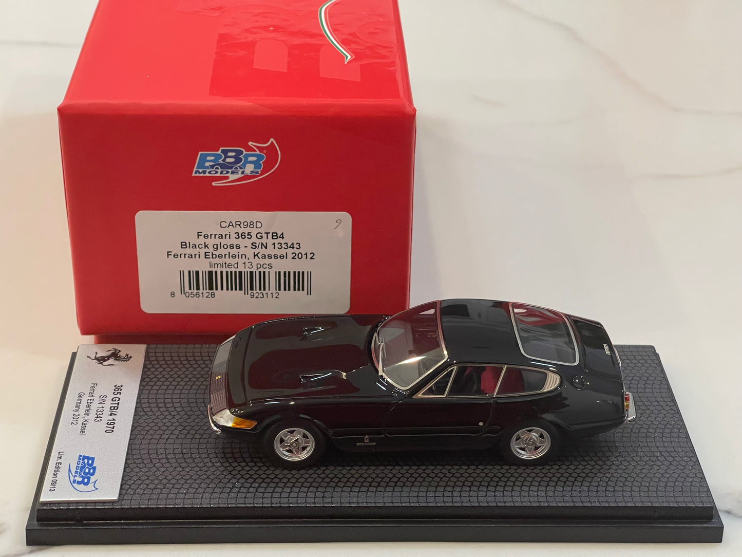 BBR 1/43 Ferrari 365 GTB4 Plexi S/N 13343 1970 Black BBRCAR98D