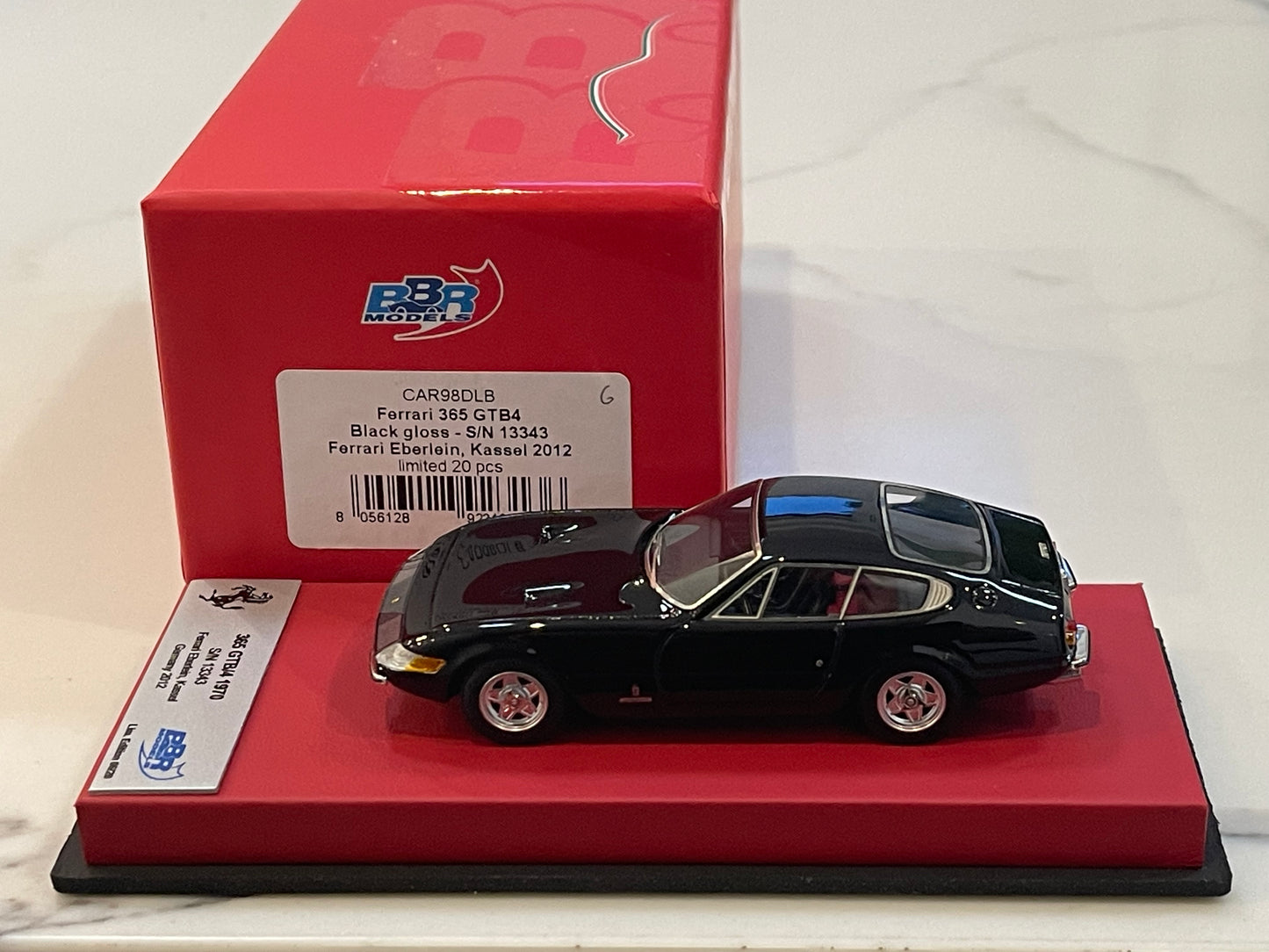BBR 1/43 Ferrari 365 GTB4 Plexi S/N 13343 1970 Black BBRCAR98DLB