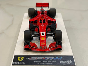 BBR 1/43 Ferrari SF71-H GP Australia 2018 S. Vettel F1 Red No. 5 BBREX51