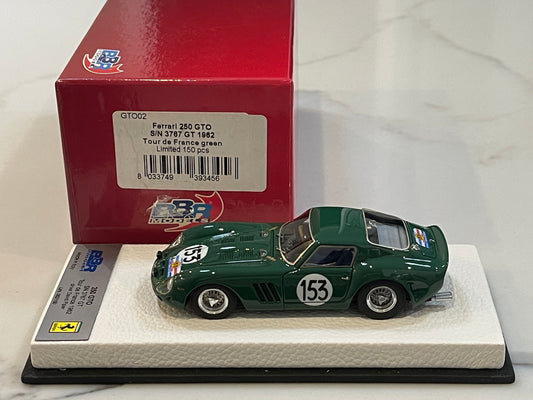 BBR 1/43 Ferrari 250 GTO 3767GT Tour de France 1962 Dark Green No. 153 BBRGTO02
