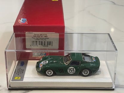 BBR 1/43 Ferrari 250 GTO 3767GT Tour de France 1962 Dark Green No. 153 BBRGTO02