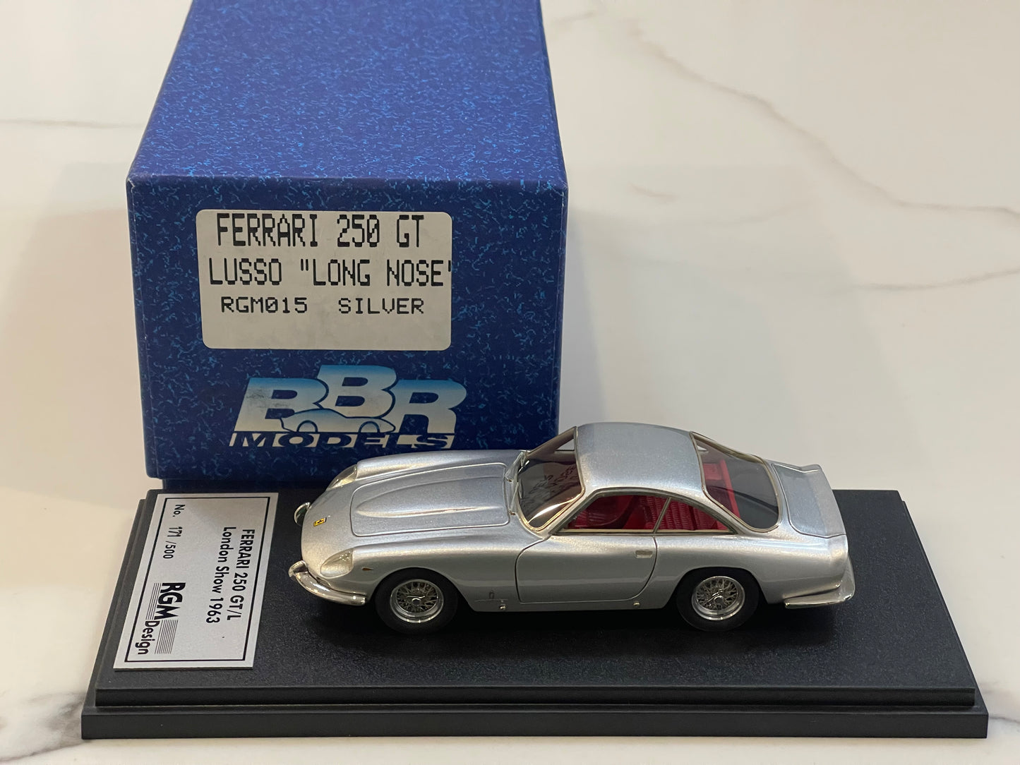 BBR 1/43 Ferrari 250 GT Lusso Long Nose 1963 Silver RGM15