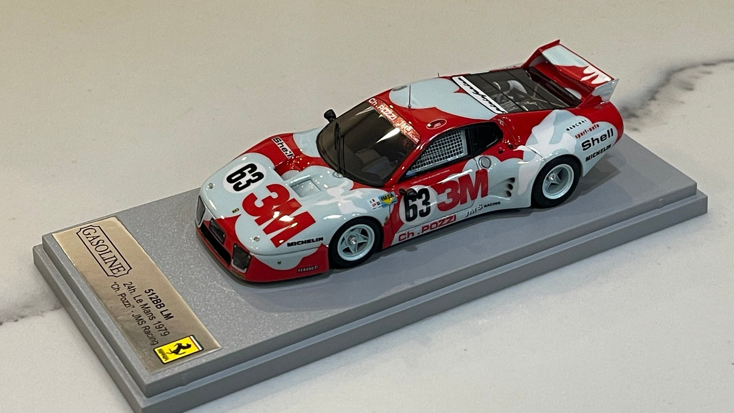 Gasoline 1/43 Ferrari 512 BBLM 24 Hours Le Mans 1979 White/Red No. 63 GAS10034B