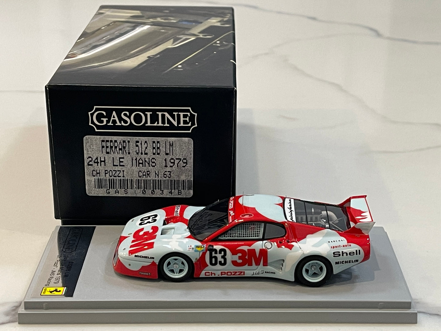 Gasoline 1/43 Ferrari 512 BBLM 24 Hours Le Mans 1979 White/Red No. 63 GAS10034B