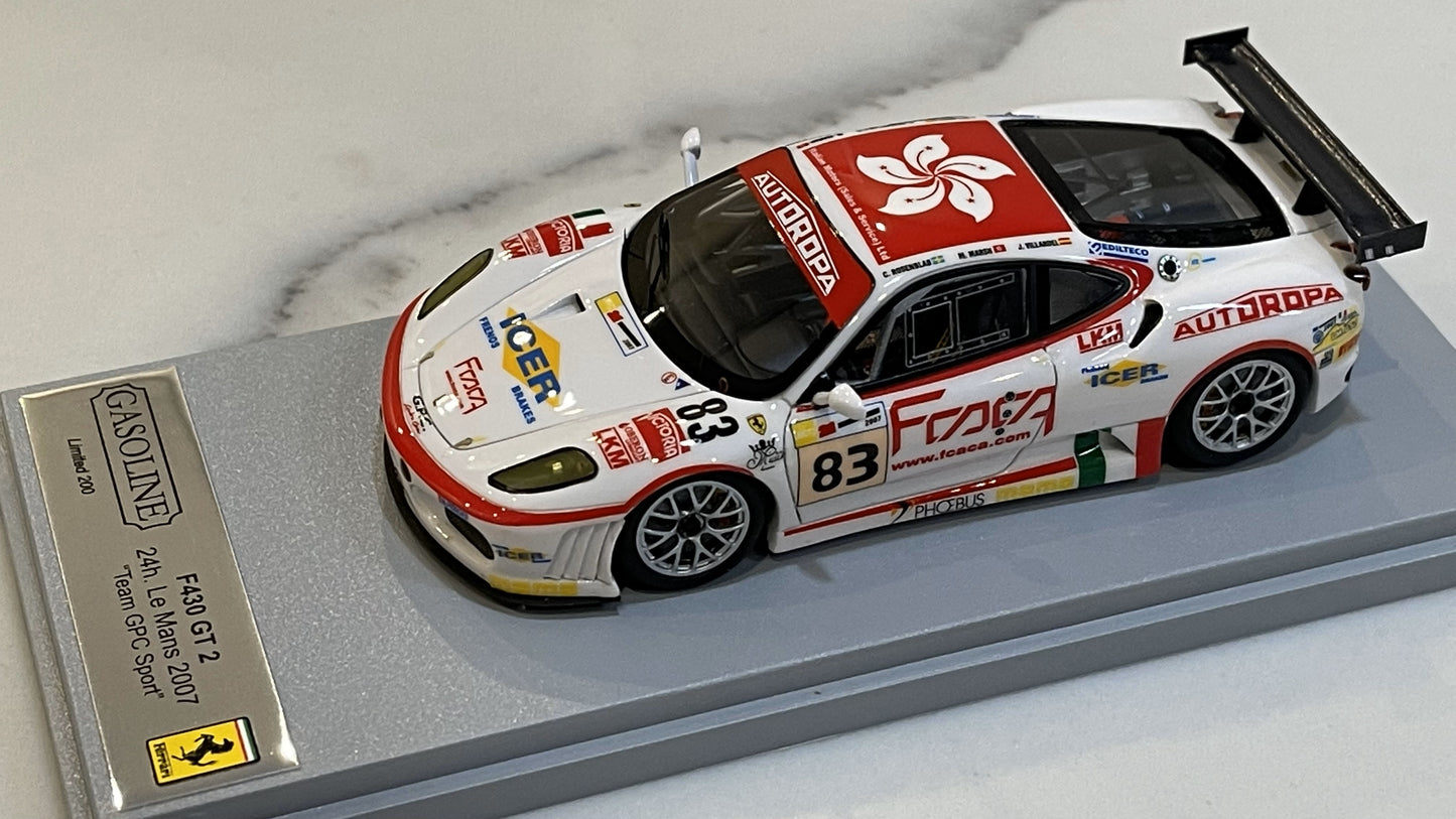 Gasoline 1/43 Ferrari F430 GT2 24 Hours Le Mans 2007 White No. 83 GAS10083