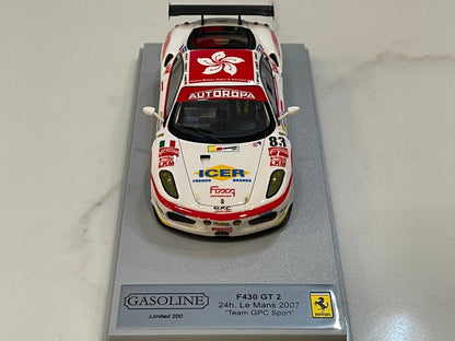 Gasoline 1/43 Ferrari F430 GT2 24 Hours Le Mans 2007 White No. 83 GAS10083
