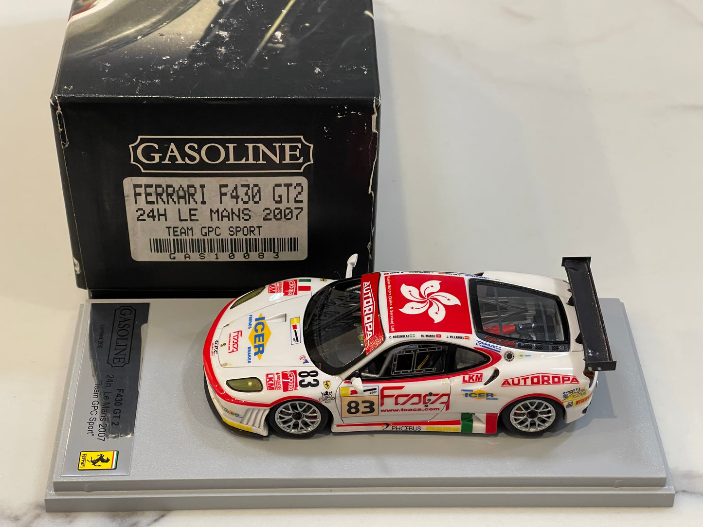 Gasoline 1/43 Ferrari F430 GT2 24 Hours Le Mans 2007 White No. 83 GAS10083