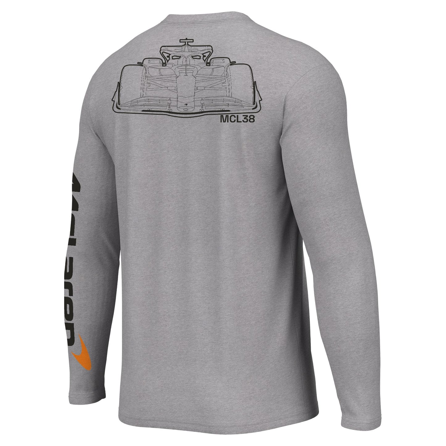 McLaren Racing F1 Car Outlined Long Sleeve T-Shirt Heather Grey