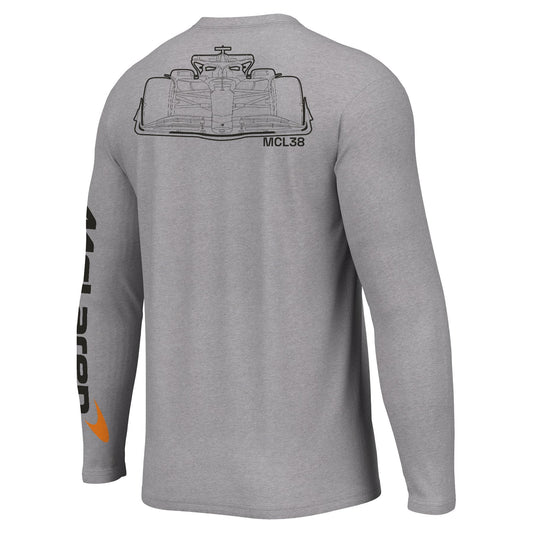 McLaren Racing F1 Car Outlined Long Sleeve T-Shirt Heather Grey