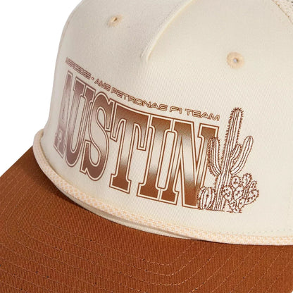 Mercedes AMG Petronas F1 2026 Special Edition Austin TX. USA Team Trucker Hat Beige