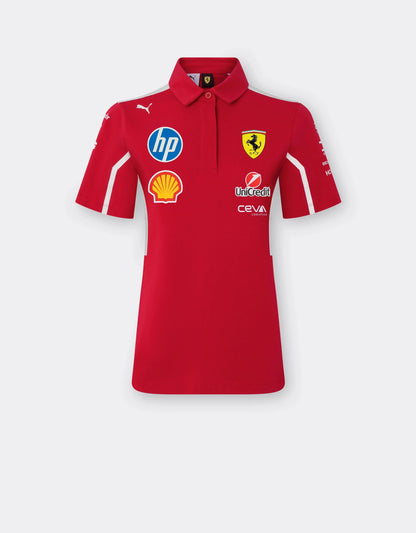 Scuderia Ferrari F1 2025 Women's Team Polo Shirt Dark Red