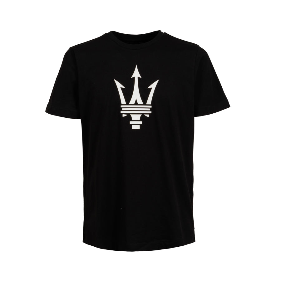 Maserati Classics Large Trident Rubber T-Shirt Black