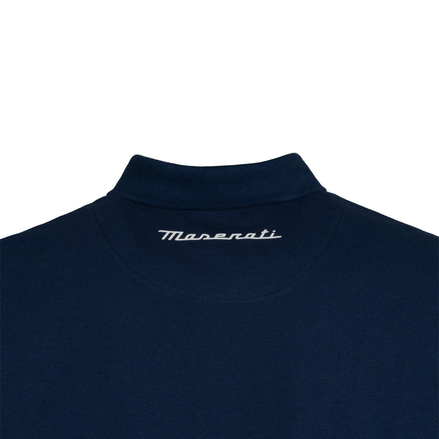 Maserati Classiche Polo Shirt Trident Navy Blue