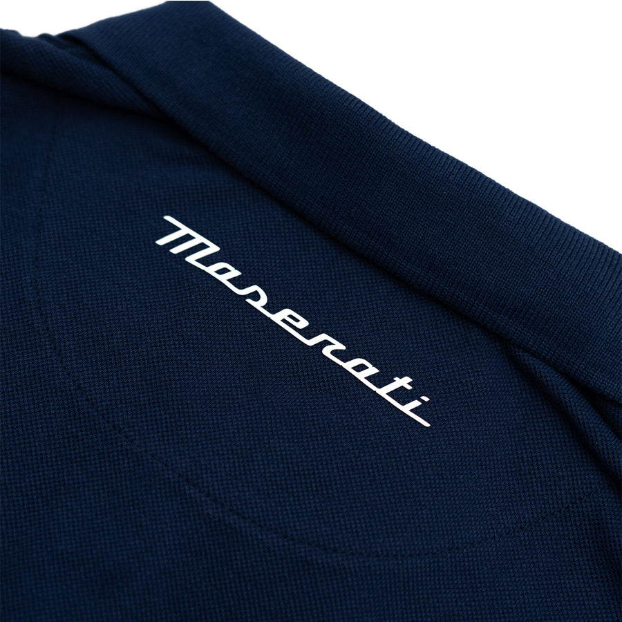 Maserati Classiche Polo Shirt Trident Navy Blue