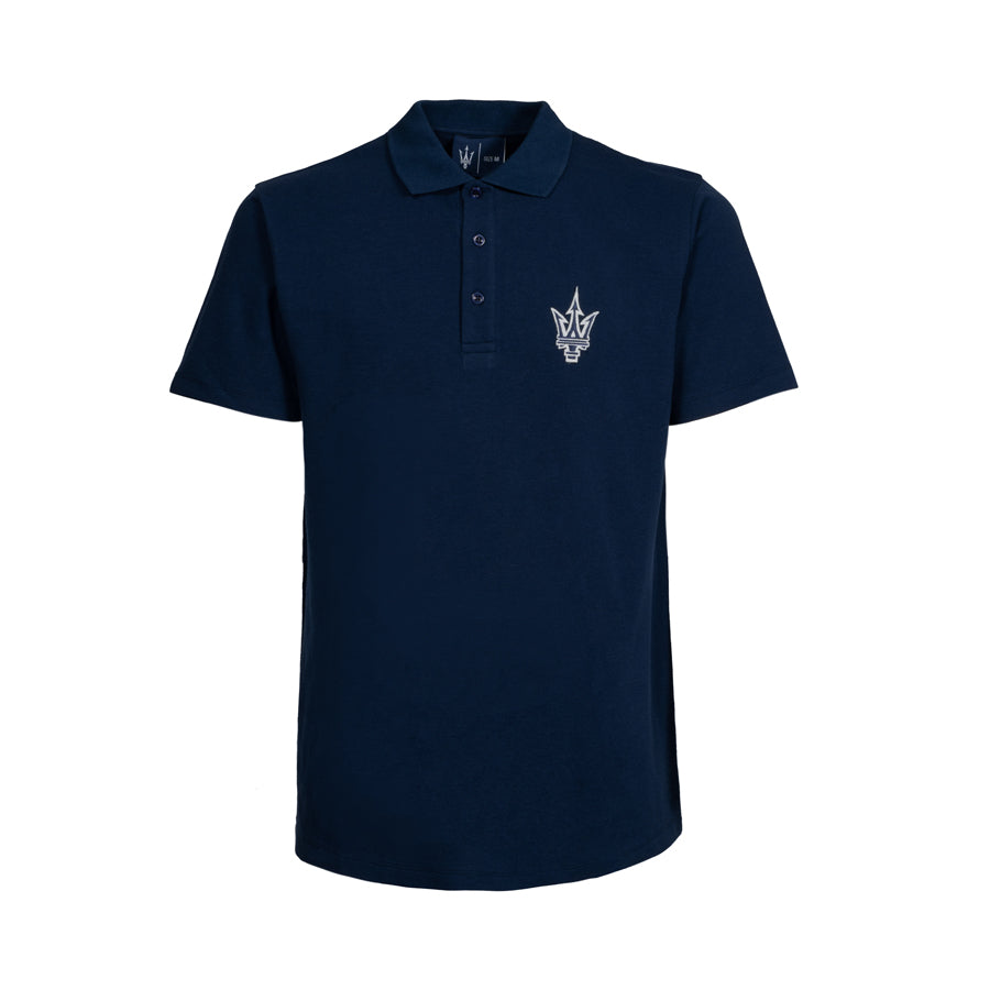 Maserati Classiche Polo Shirt Trident Navy Blue