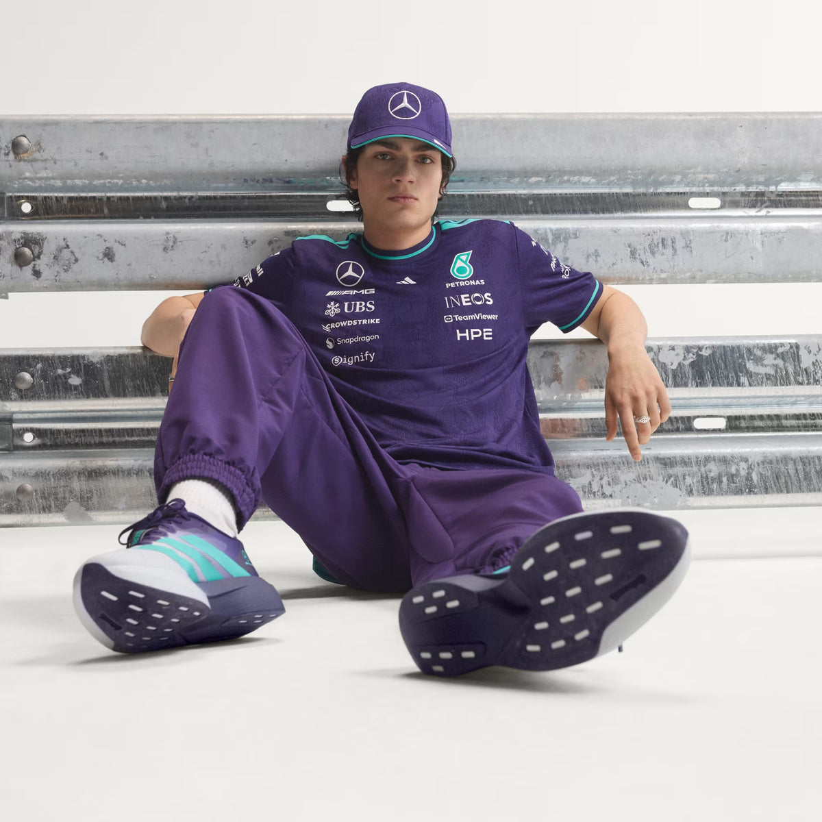 Mercedes AMG Petronas F1 Men's Special Edition Singapore Driver T-Shirt Violet