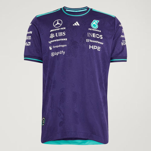 Mercedes AMG Petronas F1 Men's Special Edition Singapore Driver T-Shirt Violet
