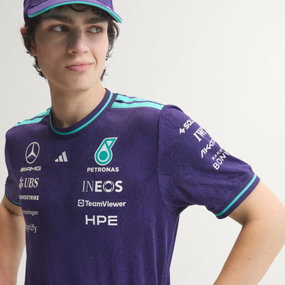 Mercedes AMG Petronas F1 Men's Special Edition Singapore Driver T-Shirt Violet