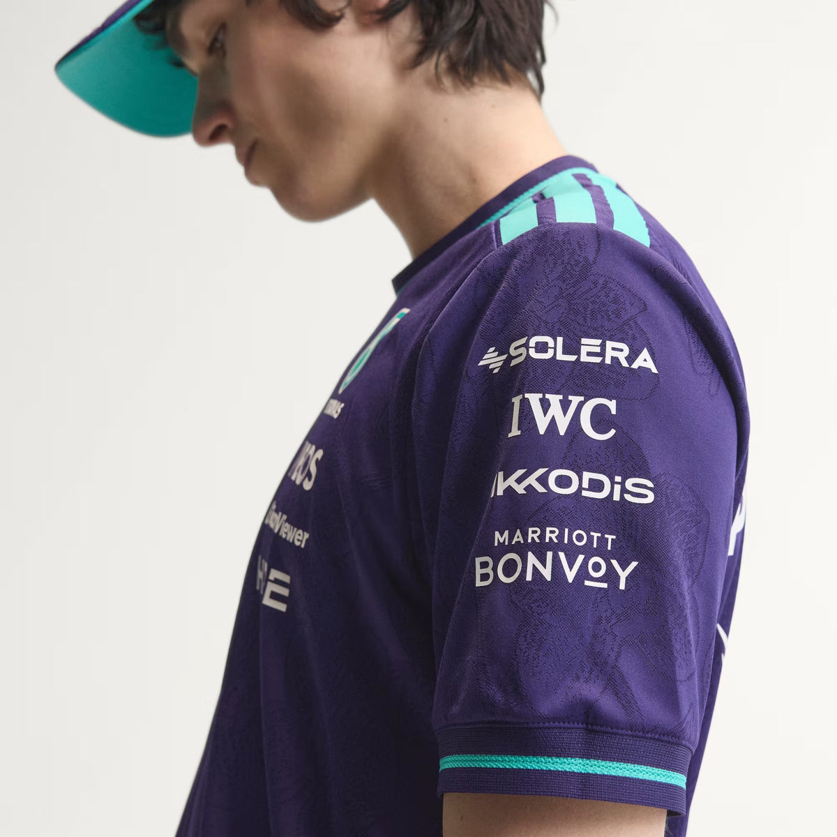 Mercedes AMG Petronas F1 Men's Special Edition Singapore Driver T-Shirt Violet