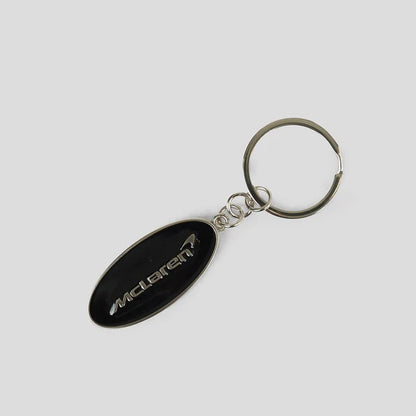 McLaren Automotive Brushed Steel Oval Keychain Black