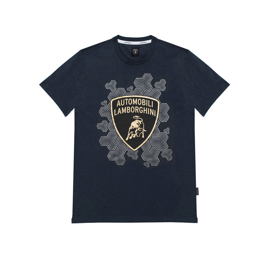 Lamborghini Men's Golden Large Bull T-Shirt Black