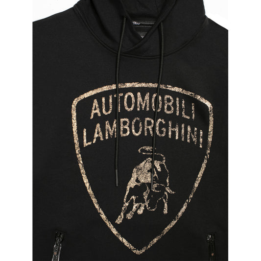 Lamborghini Men's Golden Large Bull Hooded Sweatshirt Black